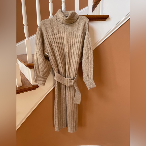 Anthropologie Tan Ribbed Midi Dress - Picture 6 of 13